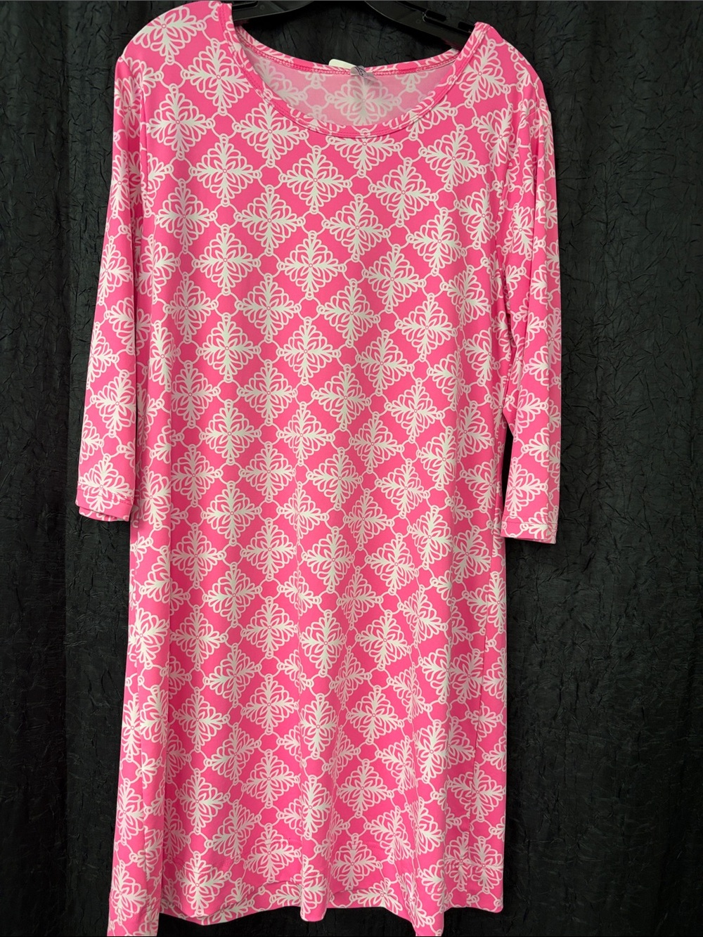 Lulu-B Pink and White Patterned Long Sleeve Swing Dress- NWOT